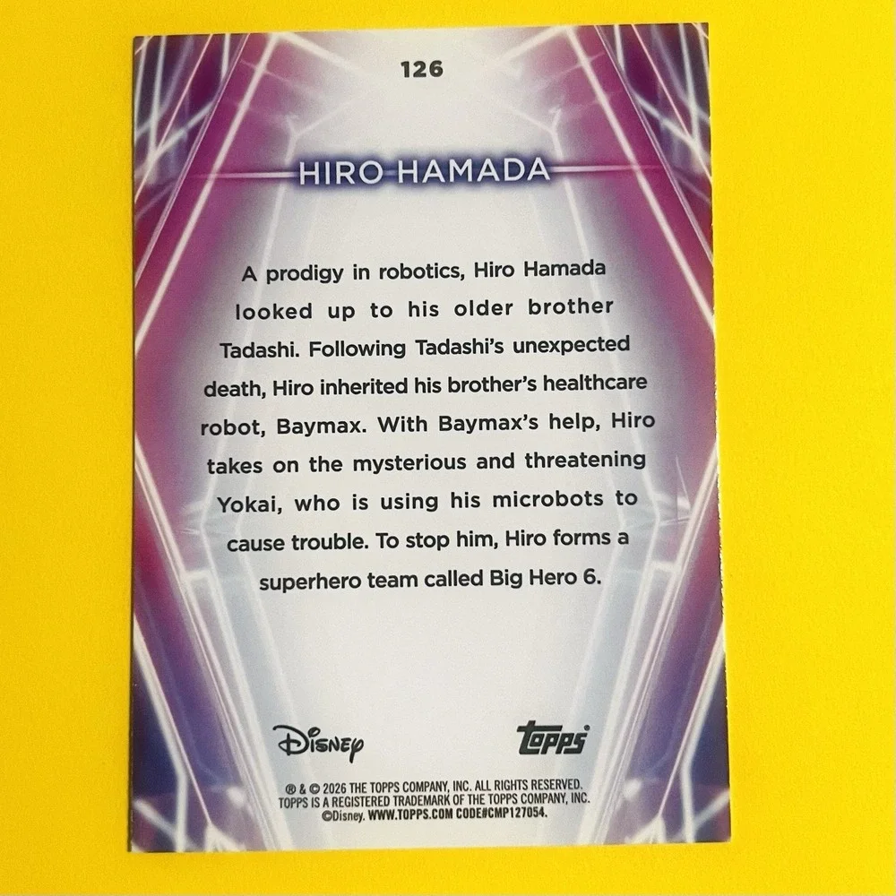 2026 Topps Disney Neon Hiro Hamada #126‎ Base Card